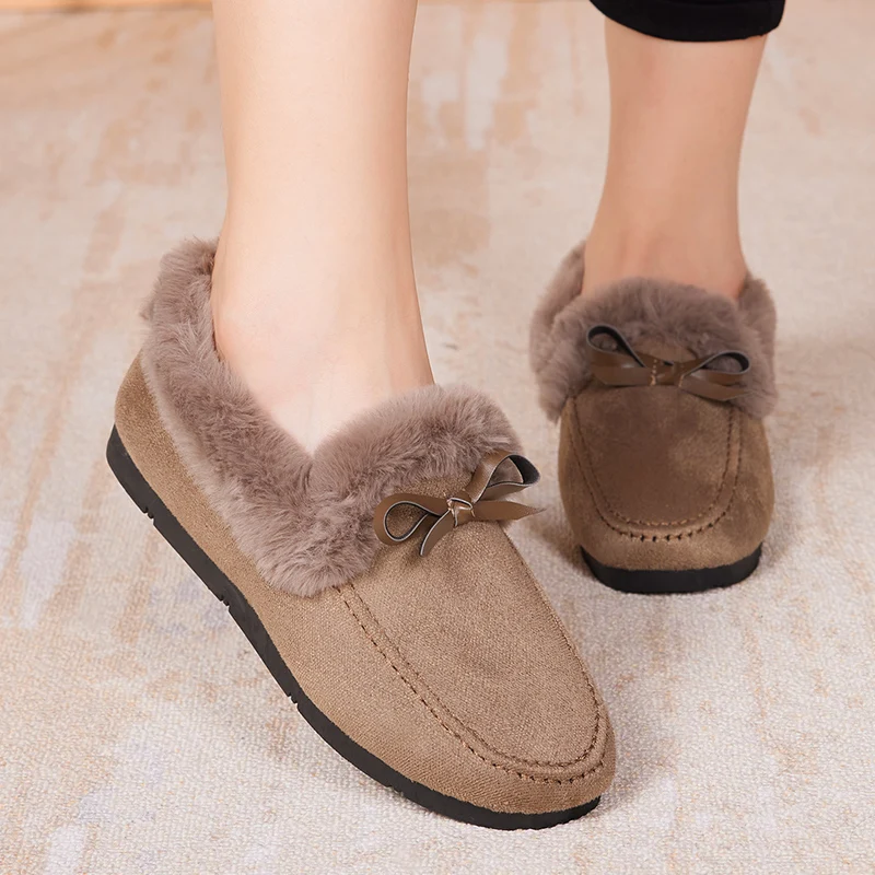 

Plush shoes for women to wear outside plush new year autumn and winter thick bottomed women's scoop shoes good shoes