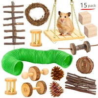 pet toys hamster toy set pet rabbit guinea pig parrot play molar wooden supplies combination hamster rat accessories chinchilla