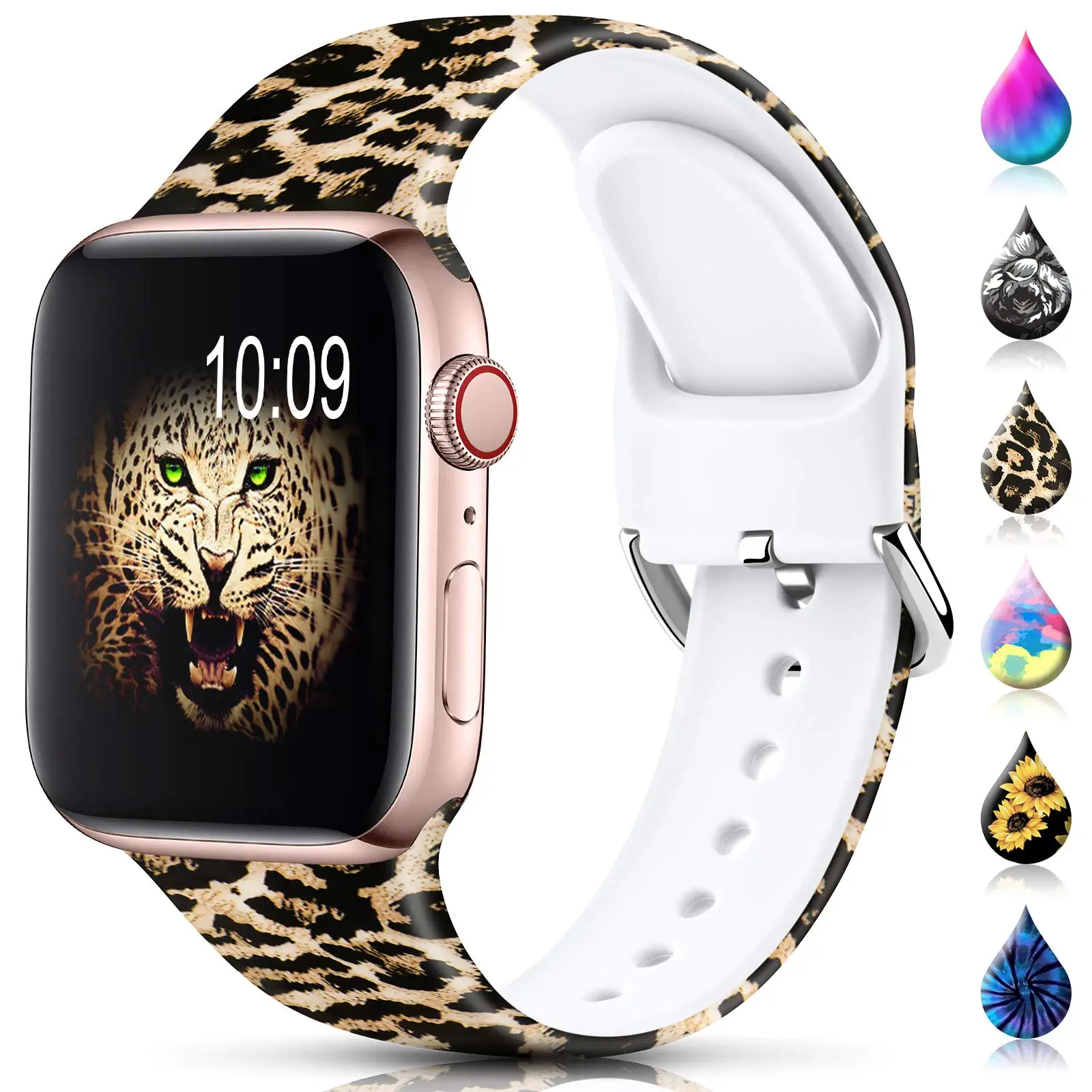 Strap for Apple Watch Band 44MM 40MM 45mm 40mm 38MM 42MM Leopard Printing Silicone Bracelet iWatch Series 7 6 SE 5 4 3