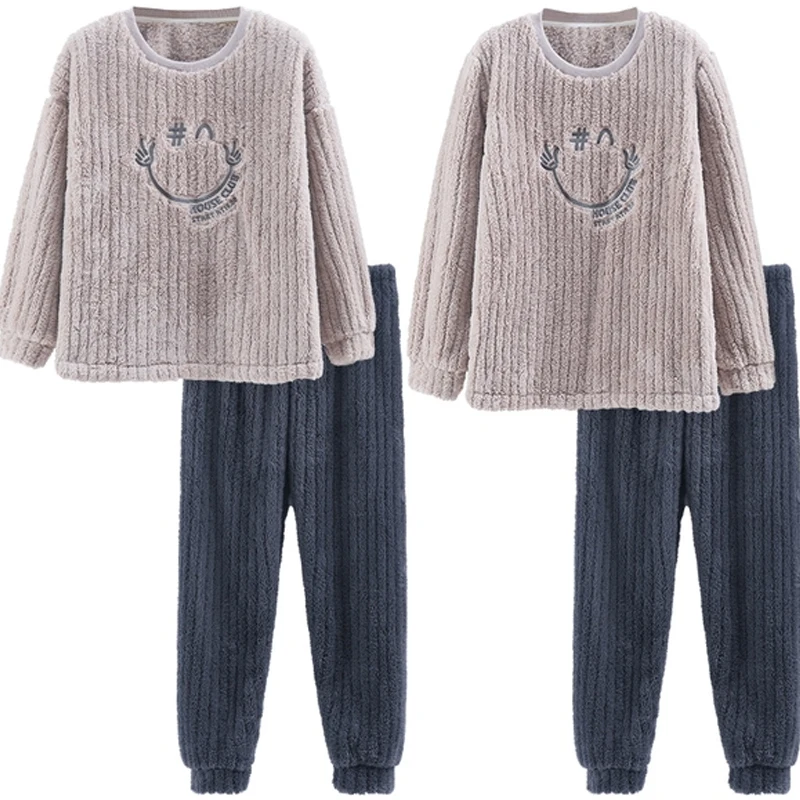 QUHENG Winter Flannel Pajamas Set for Women Man 2022 Autumn Pijamas Mujer Home Clothes Suits Full Sleeve Warm Pyjama Sleepwear
