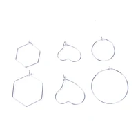 50pcs 12 15 20 25 30 35 40mm stainless steel plated hoops earrings big circle ear heart shaped hexagon diy for jewelry findings