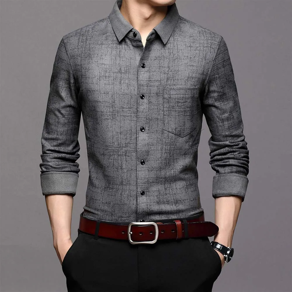 

Shirt 2022 Fall Men's Fashion Slim British Style Long Sleeve Solid Color Shirt Business Formal Spring Autumn Fashion Style