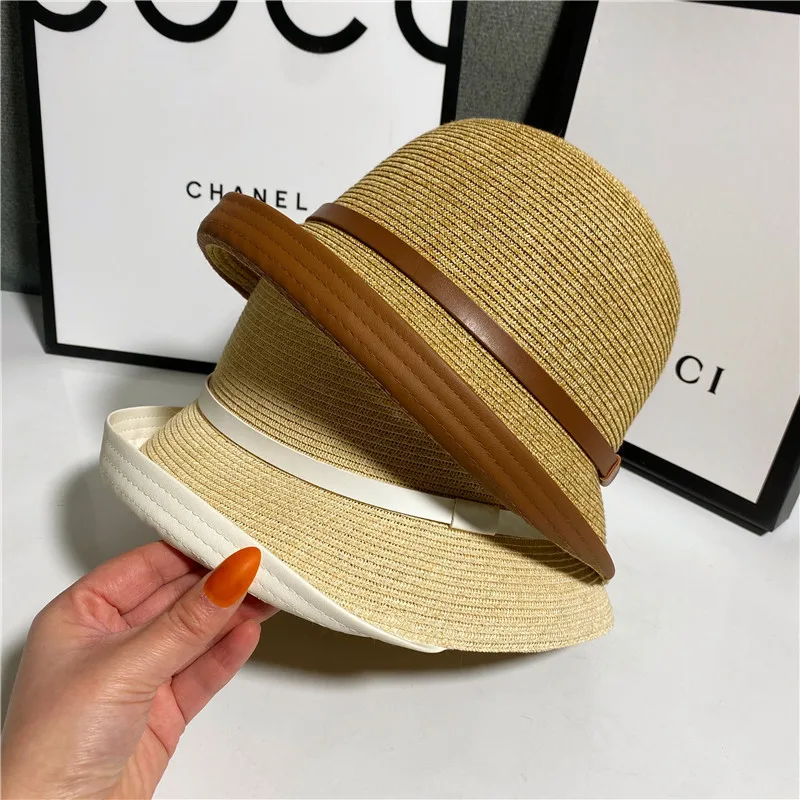 

Straw hat female xia encryption skin side edge straw fisherman cap air is prevented bask in a sun hat Japanese contracted basin