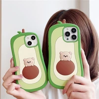 luxury cartoon avocado 3d case for iphone 13 12 11 pro xs max xr x se2020 7 8 plus kids cute soft silicone phone cover gift