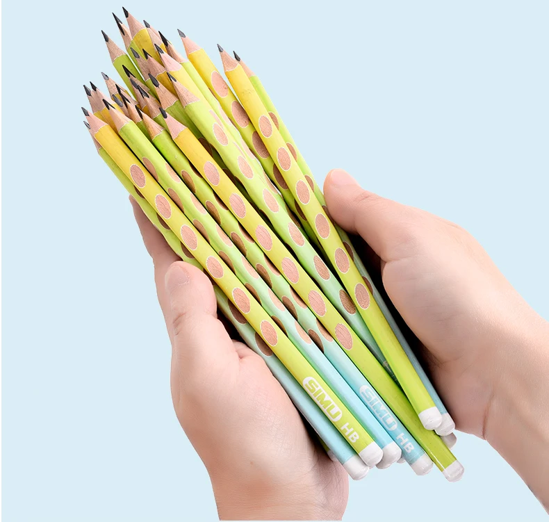 

12 Boxed Triangle Pole Hole Pencils for Primary School Pupils HB Positive Posture Concave Hole Writing Pencils for Children