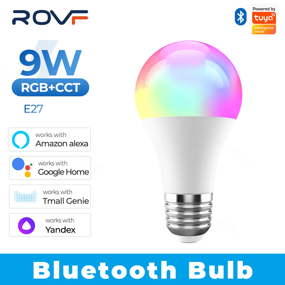 

Bluetooth 5.0 Smart Light Bulb 10W E27 Wireless Smart Life (Tuya) APP Control Dimming RGB+CW+WW LED Color Changing Light