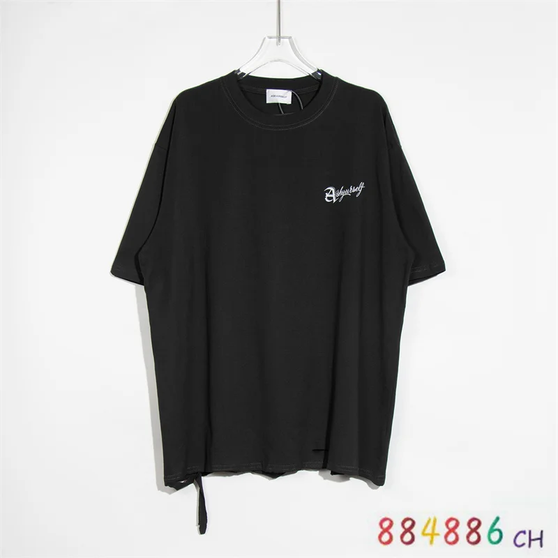

Lrregular Cutting Damages Letter Printed Short Sleeved T-shirts Men Women High Street Casual Loose Fitting Tee