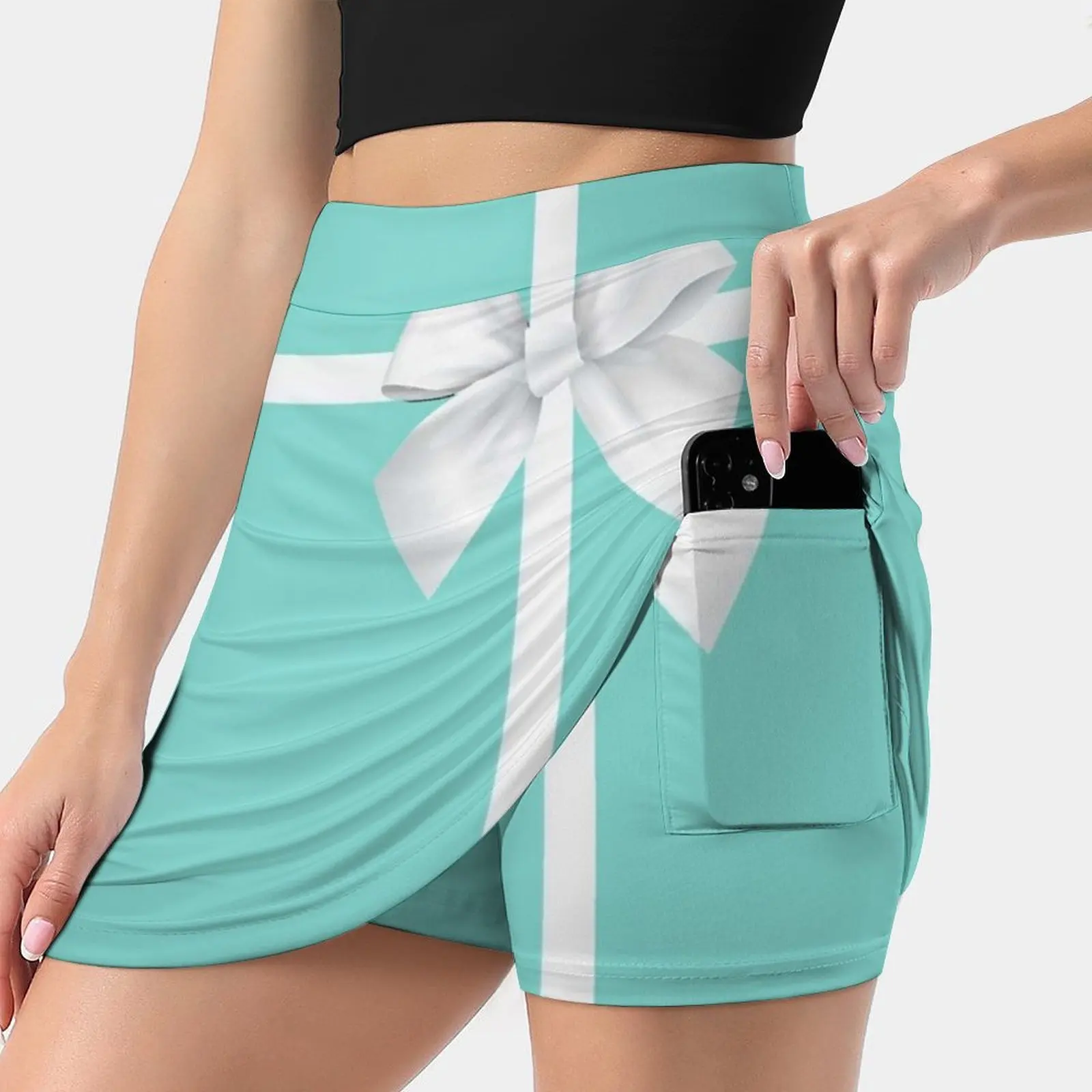 White Bow Women's Skirt Sport Skort Skirt With Pocket Fashion Korean Style Skirt 4xl Skirts Aqua Teal Co S Blue