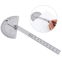 180 degree 100mm stainless steel protractor with scale and fixing screw for angle and length measuring architectural designing