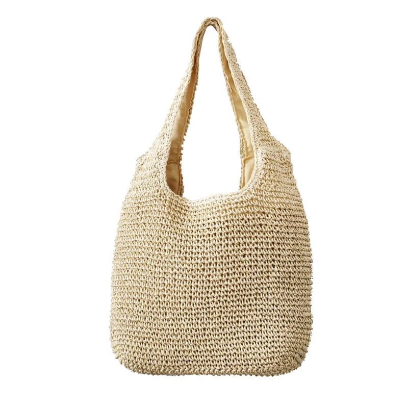 Casual Women's woven shoulder bag Large Capacity Shopper Totes Female Beach Travel Handbags Handmade Underarm Bag