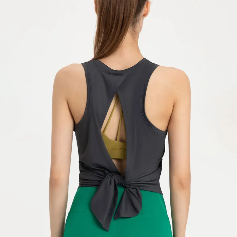 Топ женский спортивный с открытой спиной эластичный мягкий и гладкий