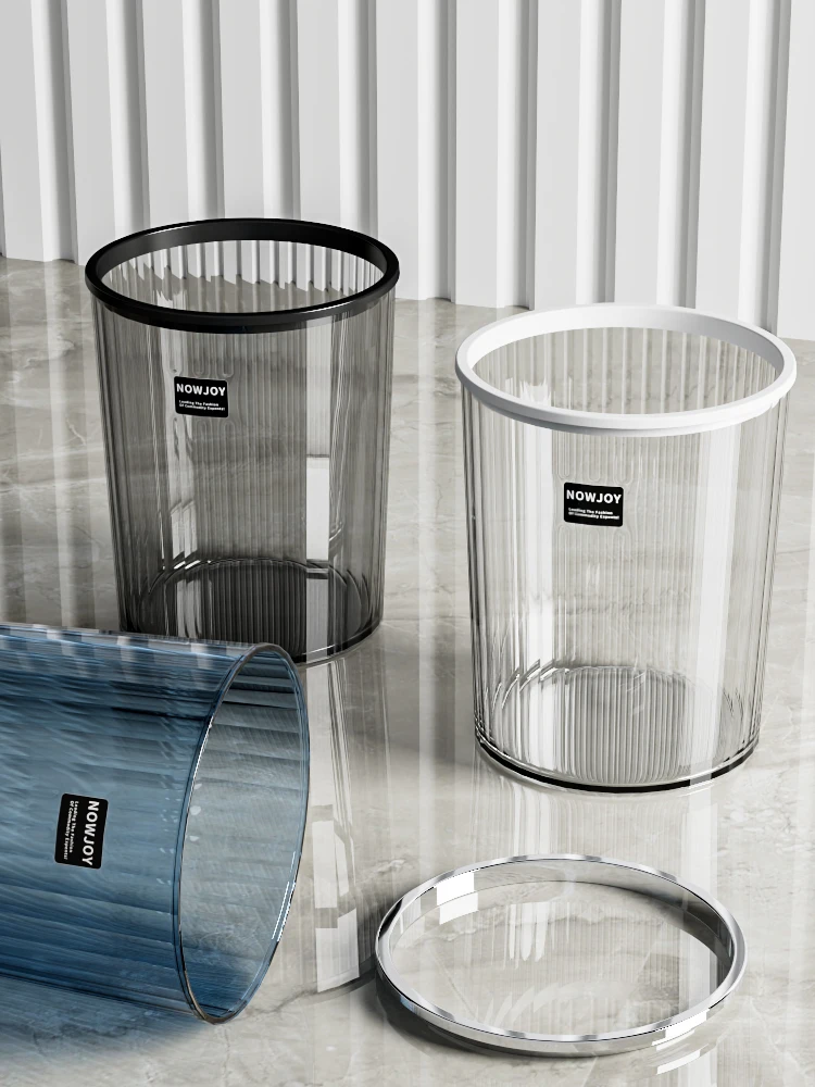 

Transparent Plastic Trash Bin Living Room Light Luxury Trash Can Kitchen Simple Garbage Bin Cleaning Tools Office Home Products