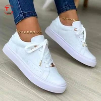 womens lace up sneakers round head student sports shoe fashion spring autumn female causal walking flats ladies vulcanize shoes