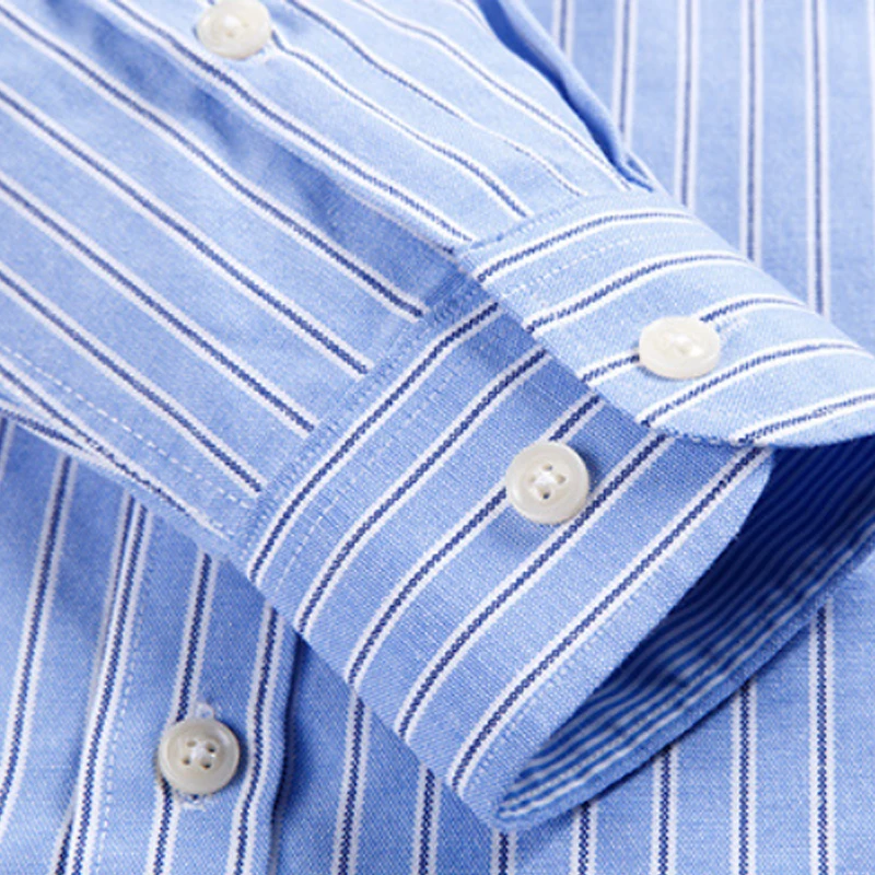 New Oxford men's shirt business casual breathable striped long-sleeved solid color spring and autumn slim fashion button shirt