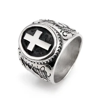 punk party cross stainless steel ring men luxury gothic engagement ring promise crown wedding rings jewelry wholesale lots bulk