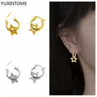 2022 the new s925 sterling silver ear needle star hoop earrings for women gold earring simple fashion jewelry gifts pendientes