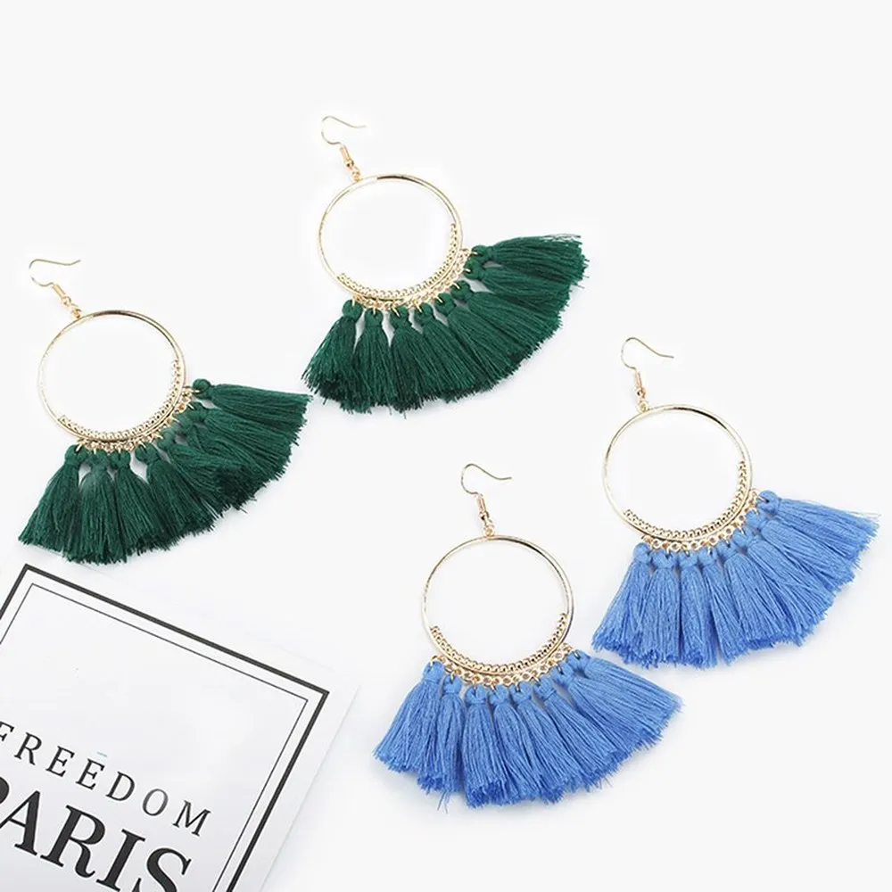 Новинка серьги с кисточками для вечеринок винтажные большие круглые висячие в