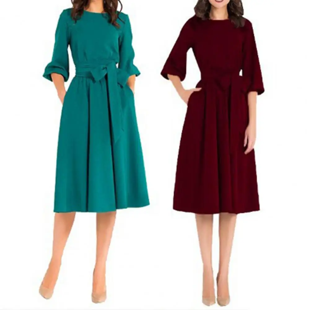 

Party Dress Breathable Evening Dress Regular Flared Hem Women Dress