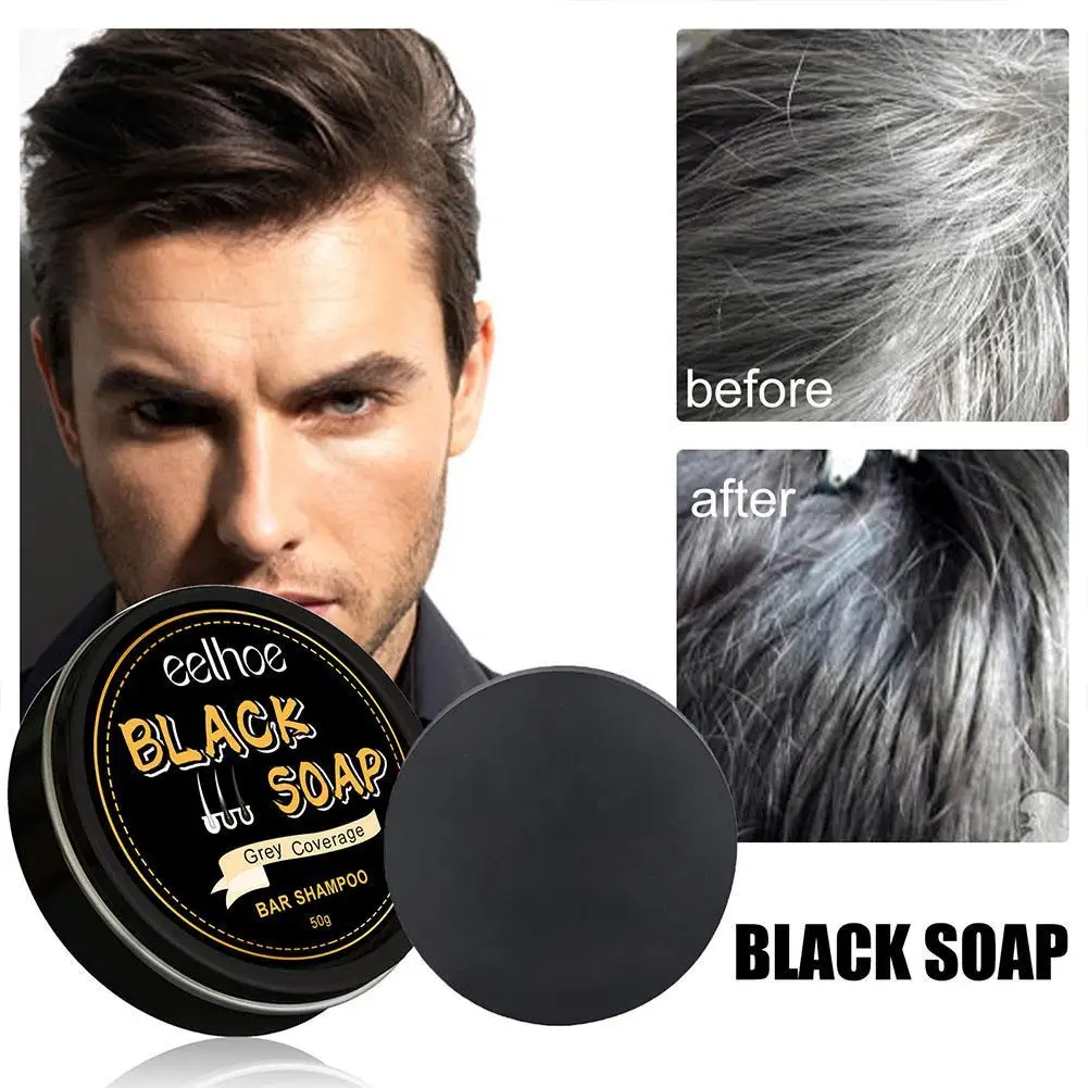 

Black Hair Soap Men's Anti Dandruff Damage Repair Shine Smooth Moisturizing Essence Hair Soap Helps White To Black Hair Care