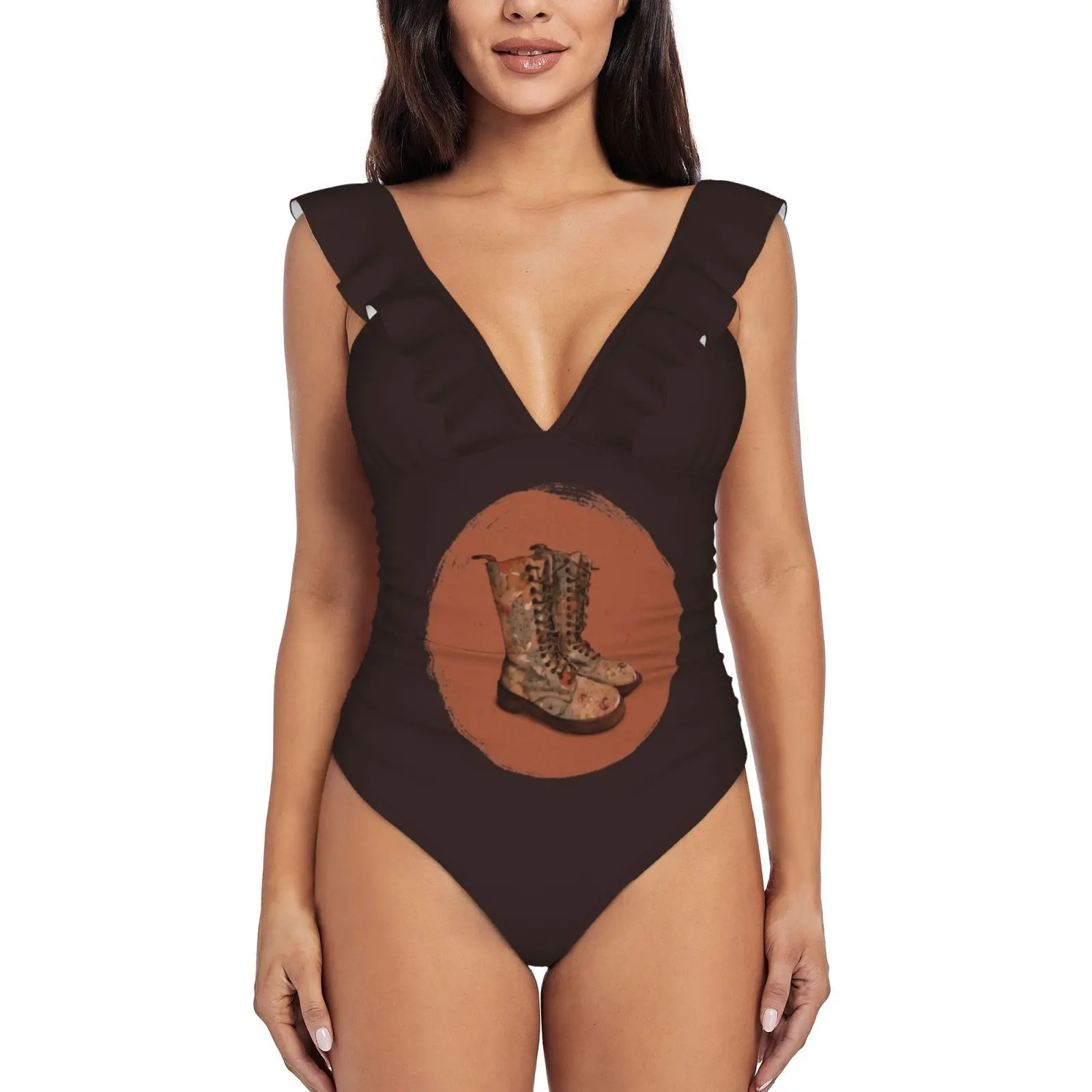 

Эти сапоги изготовлены для прогулок, купальник с оборками, женский слитный купальник, монокини, пляжная одежда, высокие сапоги