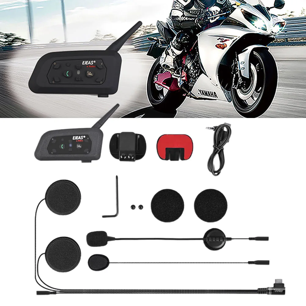 

EJEAS V6 Pro Helmet Intercom Bluetooth Headset W/ 1200M BT Interphone Communicator Clip Screwdriver Ultrasonic Integral Molding