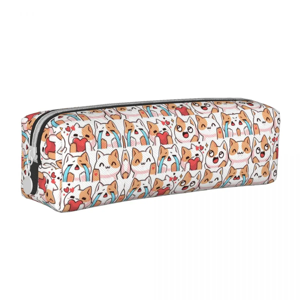 

Chibi Cat Pencil Case Cute Cartoon Kawaii School Pencil Cases PU Leather Kids Vintage Large Pencil Pouch School Stationery