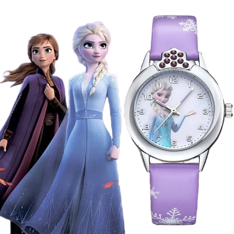 

Часы наручные «Холодное сердце», милые детские водонепроницаемые кварцевые с аниме рисунком Анны, Эльзы, принцессы, с периферийным ремешком, подарок на день рождения