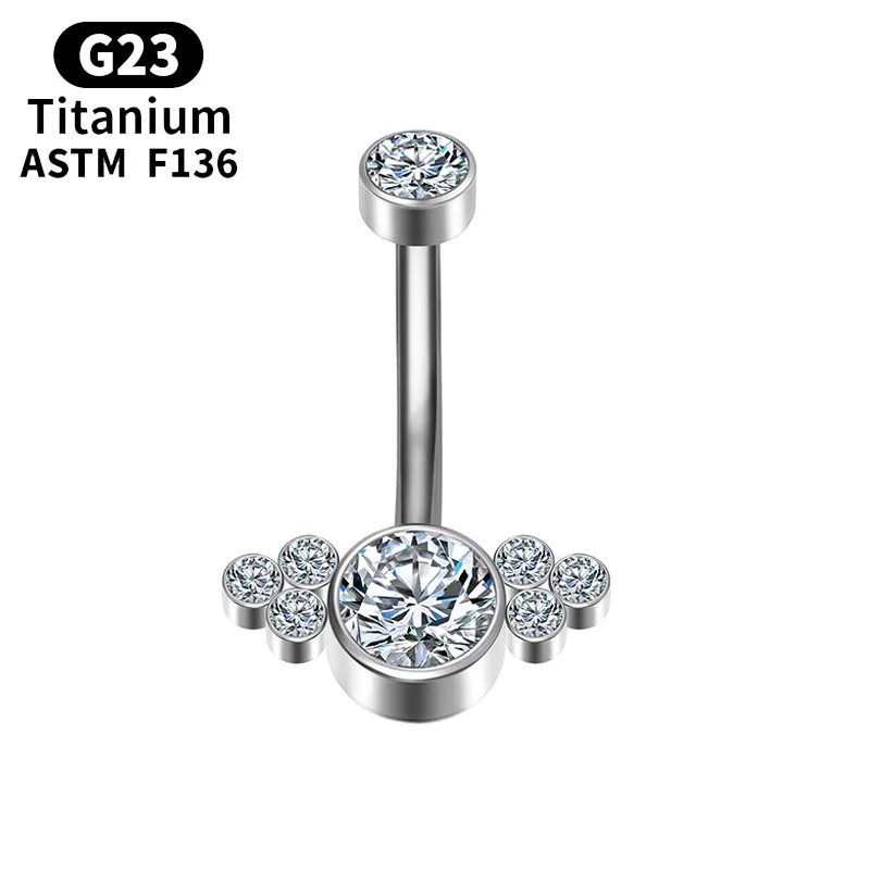 

Ювелирное изделие для пирсинга пупка Tiranium Industrial, кольцо для пупка Daith Helix с фианитом и диафрагмой G23, женское украшение для тела с сегментом п...