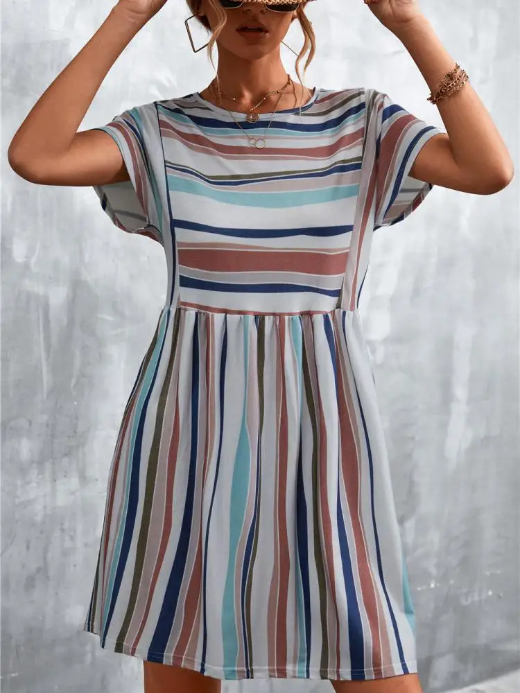 ZQLZ 2022 летнее женское платье классическое Полосатое хлопковое повседневное