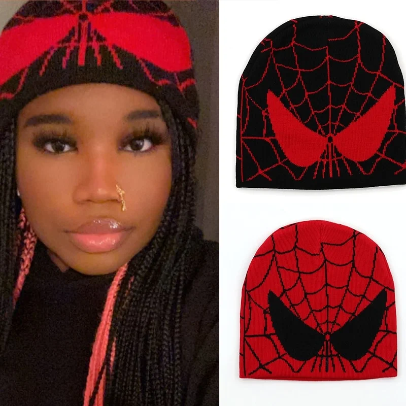 

New Cartoon Spider Embroidered Beanies Hat Men Winter Autunm Warm Knitted Bonnet Cap Soft Wool Skullies Beanies Caps Boys Gifts