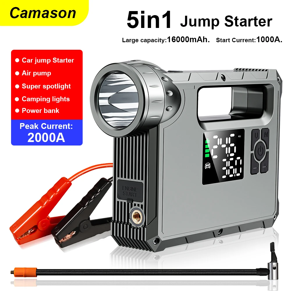 Portable Flashlight Starting Device Power Bank Battery  Automotive Booster Start