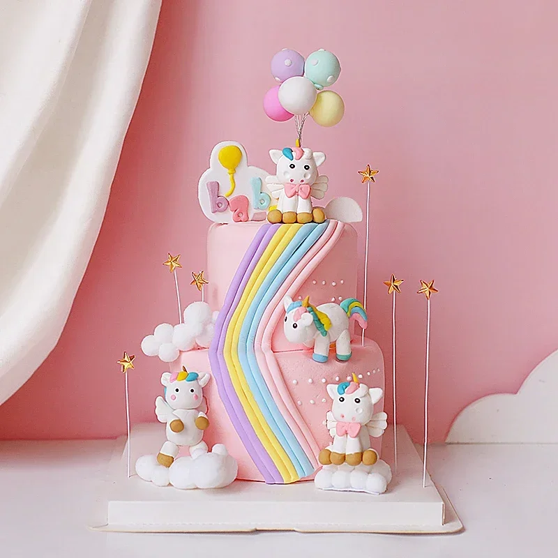 

Rainbow Cake Toppers Unicorn Cloud Egg Balloon Cake Flags Decor Kids Birthday Party Cupcake Decoration Supplies Wedding Party