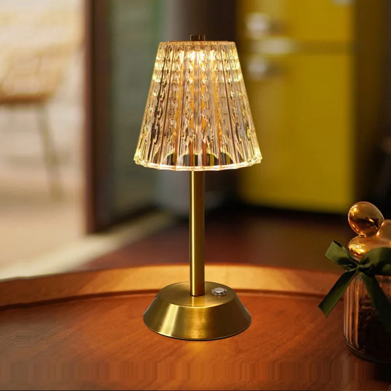

New Crystal Bar Light Touch Sense LED Table Lamp Wireless Night Light for Bedroom Hotel Atmosphere Decoration Lighting Fixures