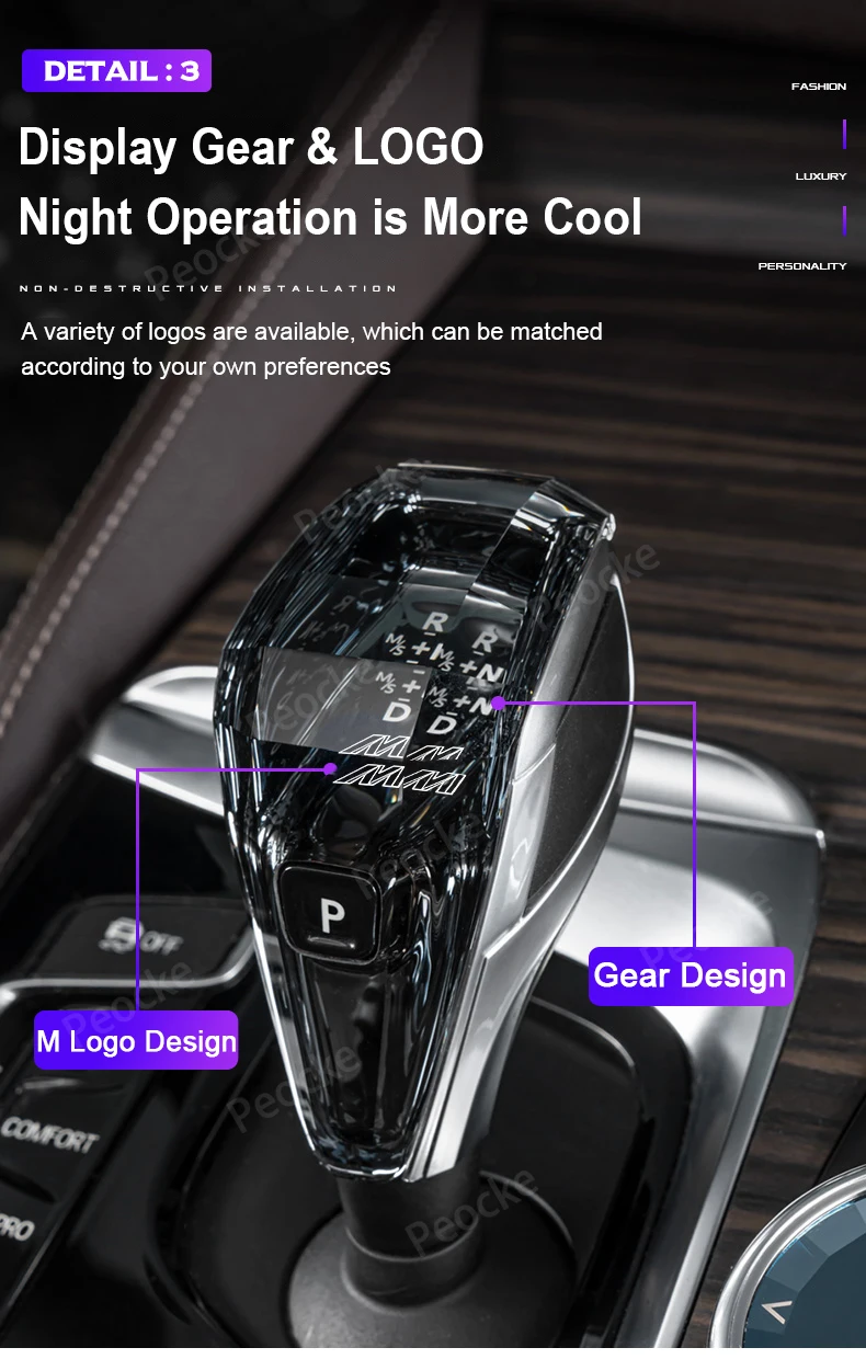 Хрустальная ручка переключения передач с коротким стержнем для BMW F20 F10 F18 G32 G12 G30