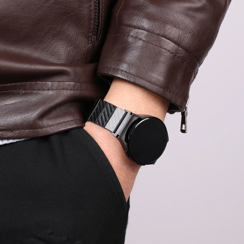 No Gaps Luxury Strap for Samsung Galaxy Watch 4 40mm 44mm Luxury Carbon Fiber Bracelet for Samsung Watch 4 Classic 42mm 46mm