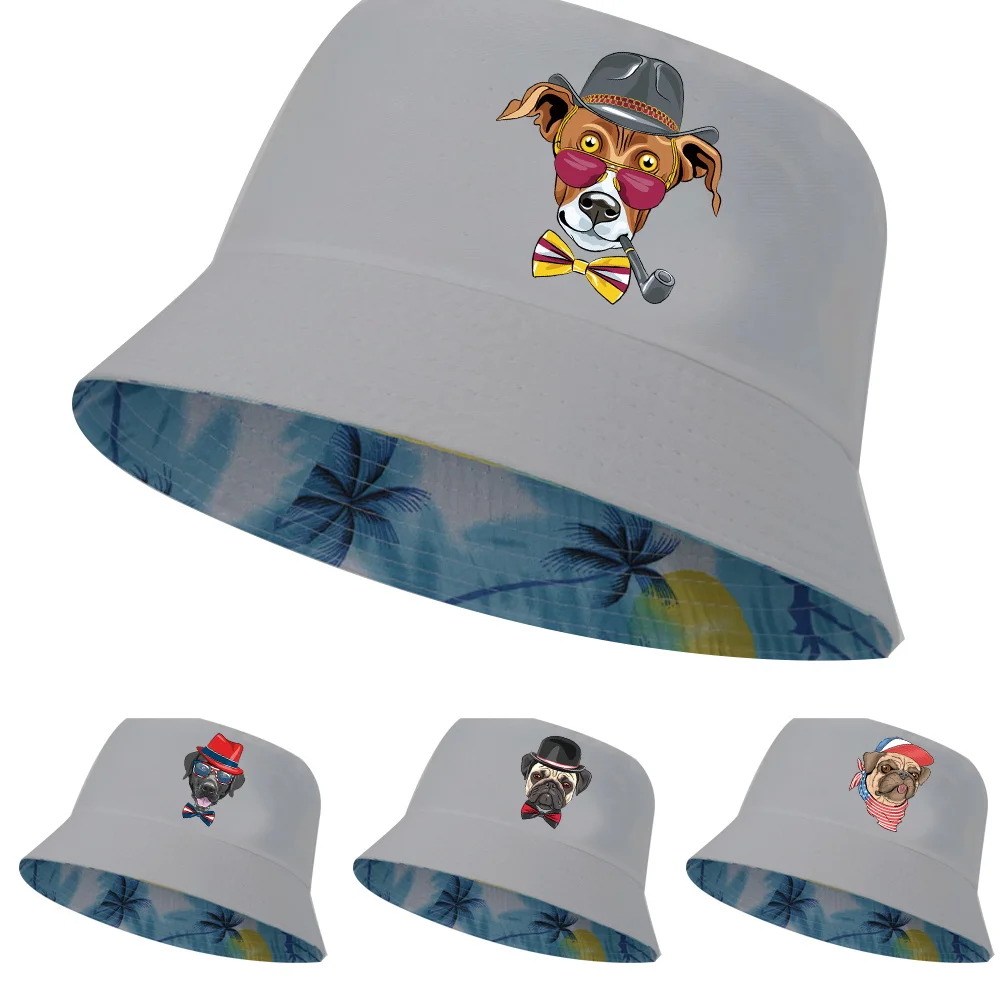 

New Double-sided Wear Fishing Hat Fisherman Cap for Boys/Girls Outdoot Dog Series Bucket Hats Summer Women Men's Travel Hat