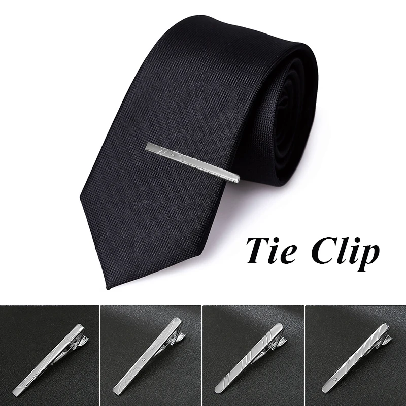 

New Metal Silver Color Tie Clip For Men Wedding Necktie Tie Clasp Clip Gentleman Ties Bar Crystal Tie Pin For Men's Accessories