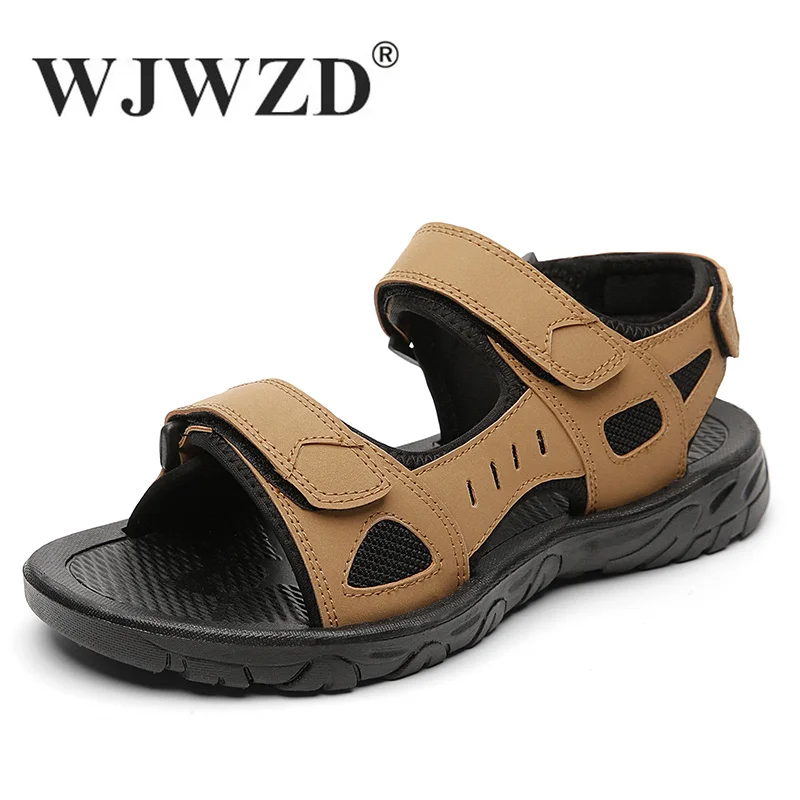 

Летние классические шлепанцы, кожаные мужские дышащие повседневные сандалии, дизайнерские мужские пляжные сандалии, модель 39-47