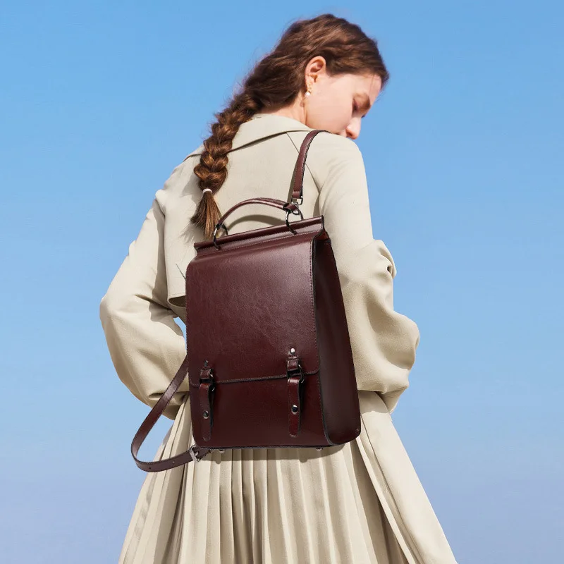 Genuine Leather Women's Backpack Fashion School Backpack Bags Luxury Design High Quality Laptop Shoulder Backpack Travel Mochila