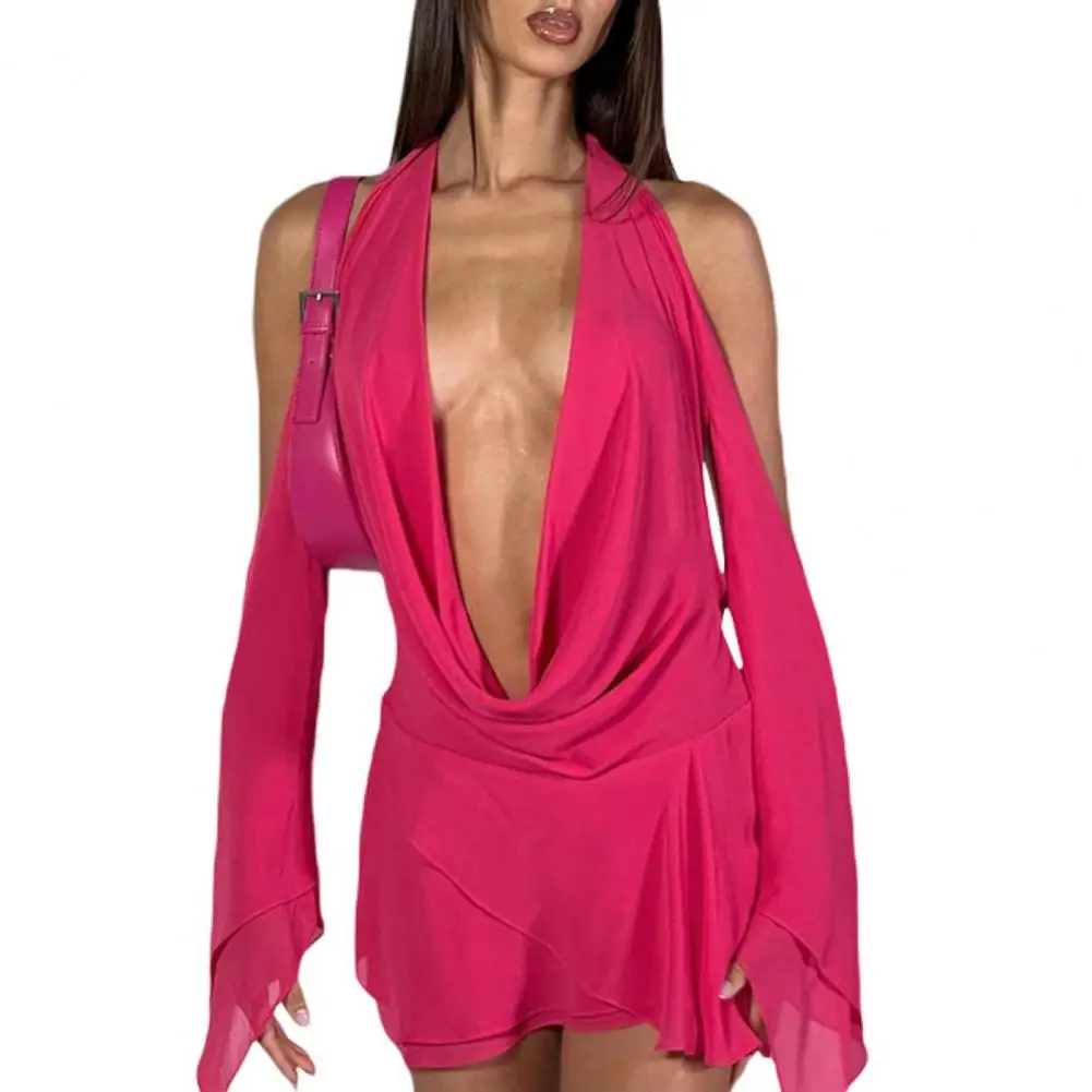 

Sexy Dress Charming Thin Backless Women See Through Halter Summer Sexy Party Dress Female Clothes Nightclub Dress Sexy Dress