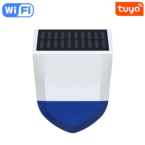 Смарт-сирена Tuya Wi-Fi/ZigBee, водонепроницаемая уличная сирена с питанием от солнечной батареи и USB, дополнительно 95 дБ, пульт дистанционного управления