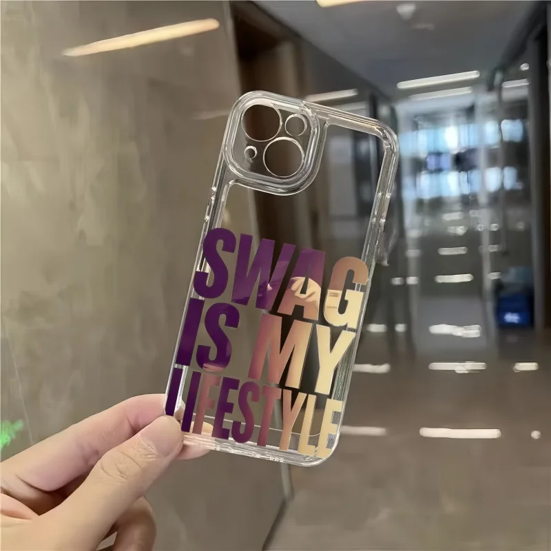 Прозрачный чехол Gradient Color Block SWAG English Soft для iPhone 17 Air, 13, 12, 11 Pro Max, 16, 15, 14 Pro Max Plus (art.: 3920dbe261b27) - 3920dbe261b27
