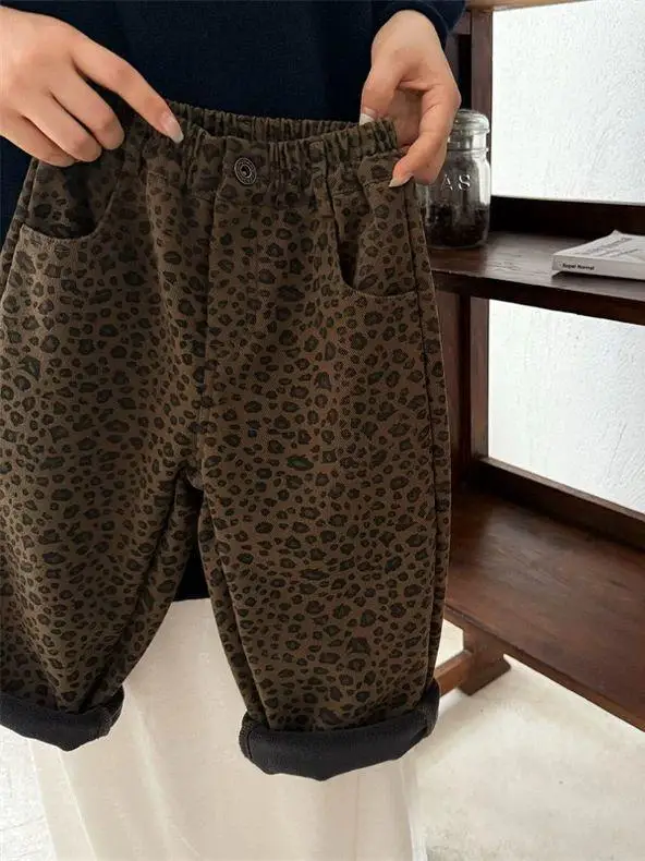 Прямые спортивные штаны на флисовой подкладке для мальчиков и девочек осень-зима