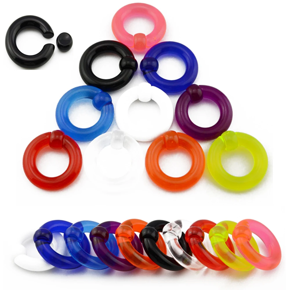 2Pcs Acrylic BCR Big Large Size Captive Bead Ring Ear Tunnel Plug Expander Guauge Male Nose Ring Piercing Body Jewelry