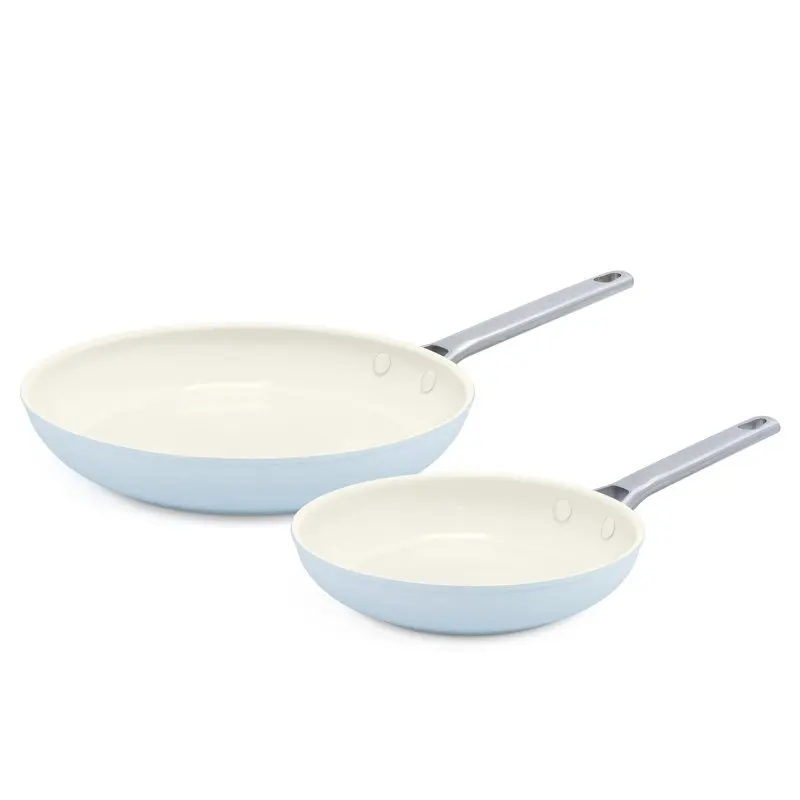 

Padova Ceramic Non-Stick 2-Piece Open Frypan Set, 8 and 10-Inch, Light Blue