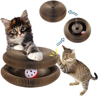 pet cat toy scratch board magic organ with catnip bell ball round accessories gatos scratching grinding claw chase interactive