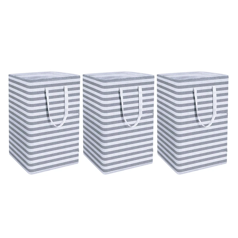 

Складные корзины для белья, большая корзина для прачечной, спальни, гостиной, 24 дюйма x 16 дюймов x 12 дюймов, комплект из 3, серые