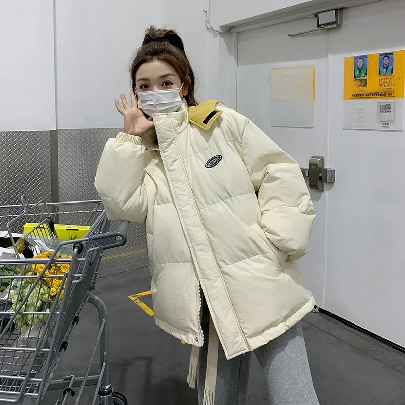 Пуховое пальто с капюшоном соответствующего цвета верхняя одежда для женщин