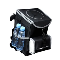 car trash can with lid multi functional garbage can for car with lid and storage pockets automotive tissue holder storage bin