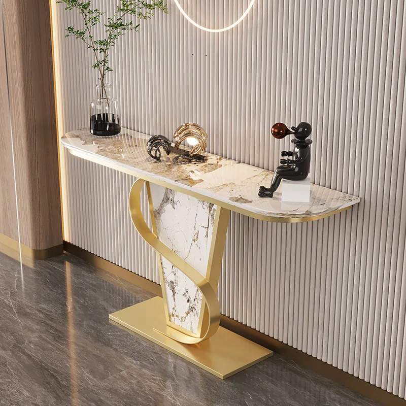 

Новый роскошный шиферный чайный столик креативный ультра-узкий входной полукруглый стол консоль для прихожей индивидуальная мебель для гостиной и дома